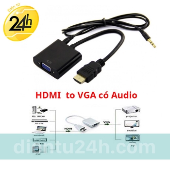 Cáp Chuyển HDMI To VGA Có Âm Thanh Và Nguồn Ngoài